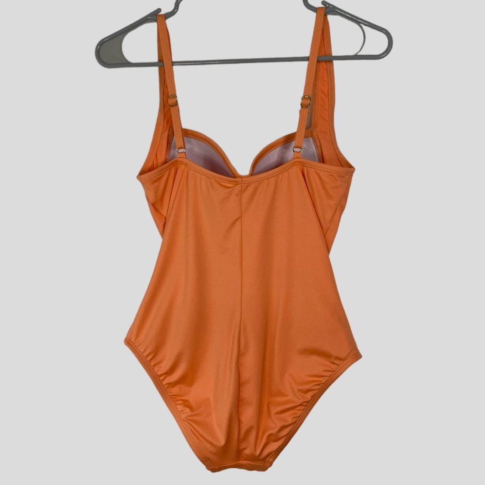 Liz Claiborne Orange Ruched Waist One Piece Swimsuit Bathing suit - Picture 6 of 11